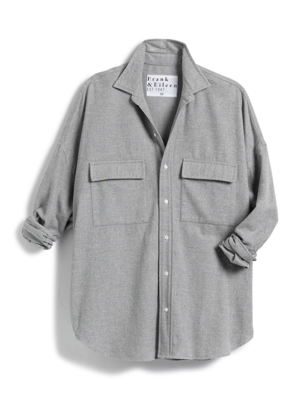 Frank & Eileen Mackenzie Oversized Cotton Shacket Shirt OS Gray Coastal Lounge